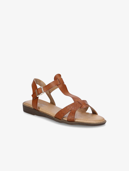 Nu-pieds en T en simili texturé - Camel - 2