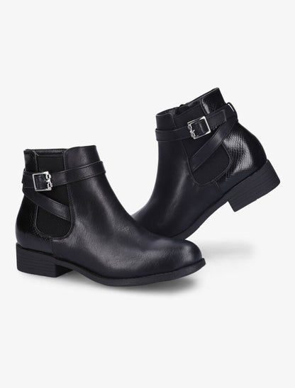 Bottines à double brides décoratives - Noir - 5