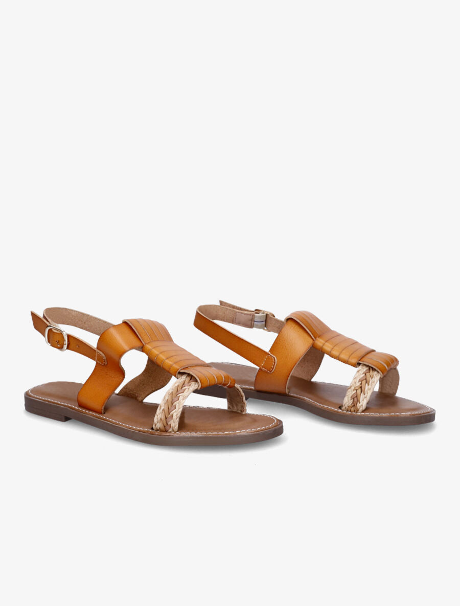 Nu-pieds à tresse en raphia - Ocre - 4