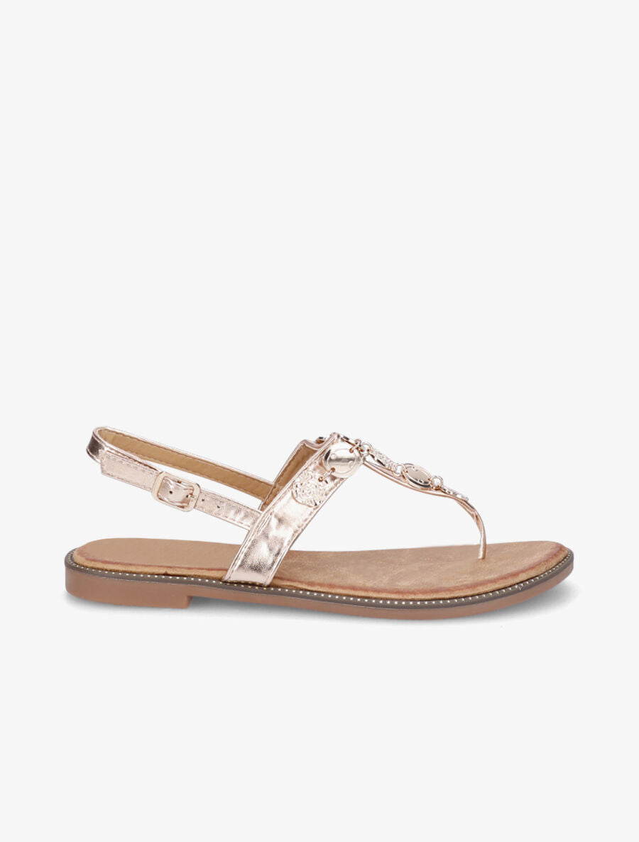 Nu-pieds à bride en T à détail bijoux - Rose gold - 1