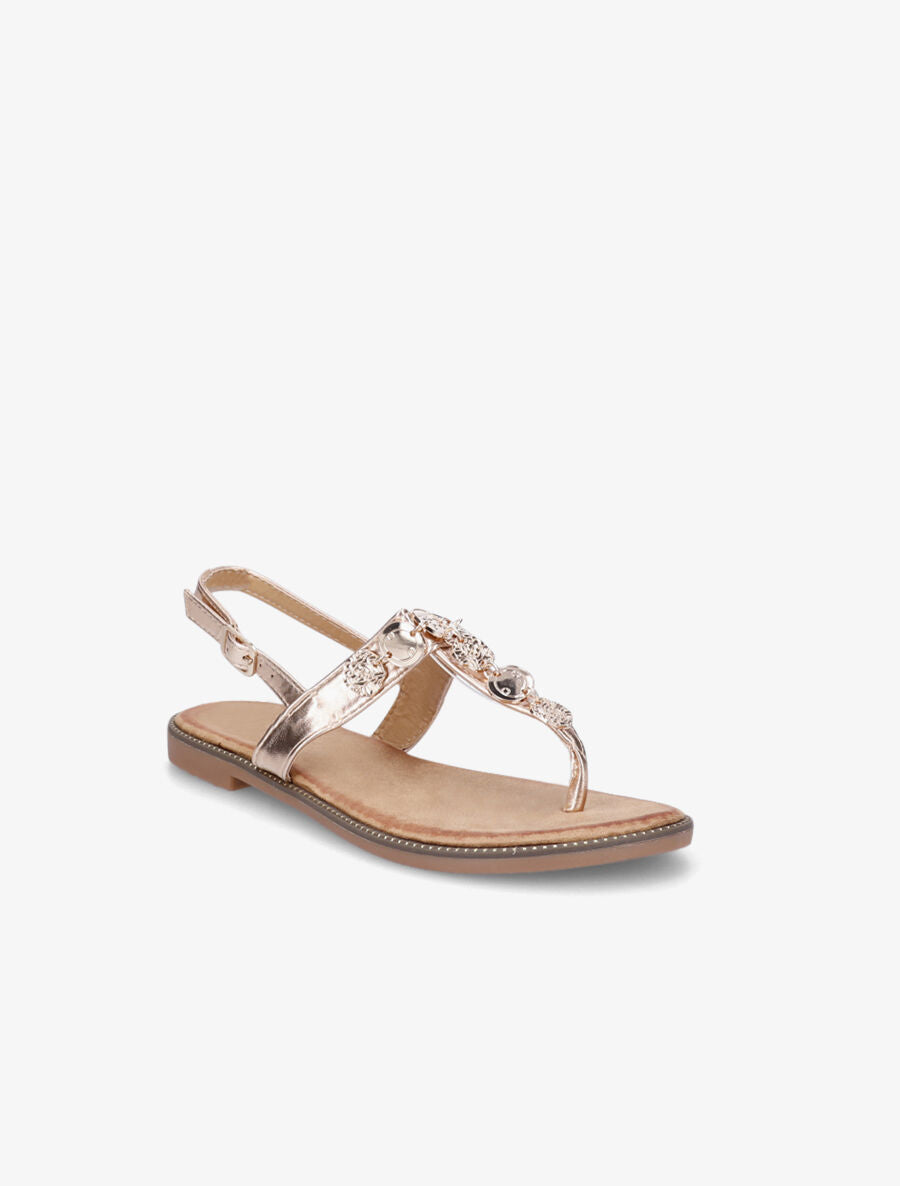 Nu-pieds à bride en T à détail bijoux - Rose gold - 2