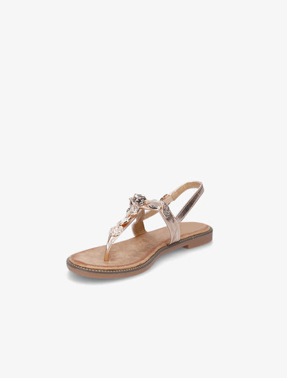 Nu-pieds à bride en T à détail bijoux - Rose gold - 3