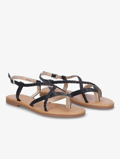 Nu-pieds croisés et tressés - Noir - 4