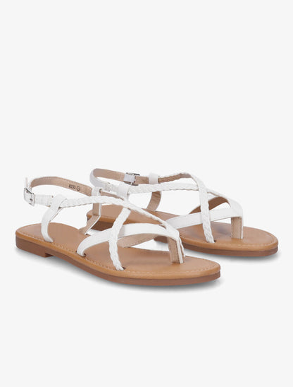 Nu-pieds croisés et tressés - Blanc - 4