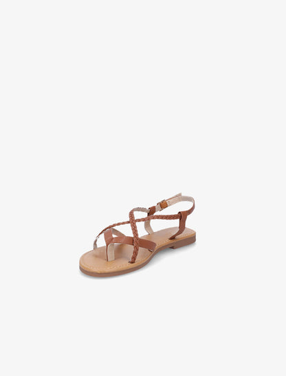 Nu-pieds croisés et tressés - Camel - 4