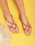 Nu-pieds croisés et tressés - Camel - 1