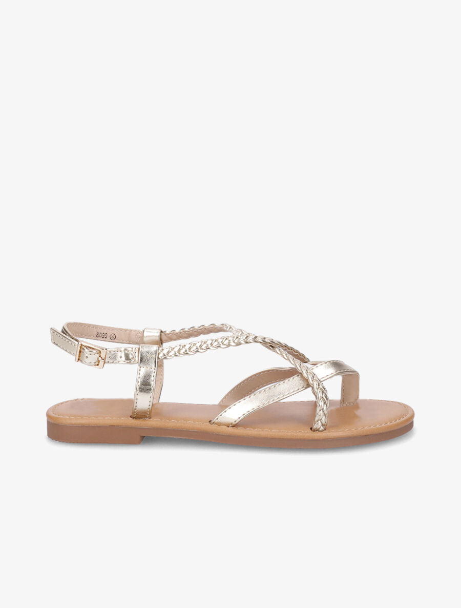 Nu-pieds croisés et tressés - Or - 1