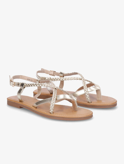 Nu-pieds croisés et tressés - Or - 4