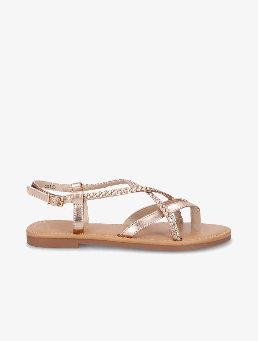 Nu-pieds croisés et tressés - Rose gold - 6