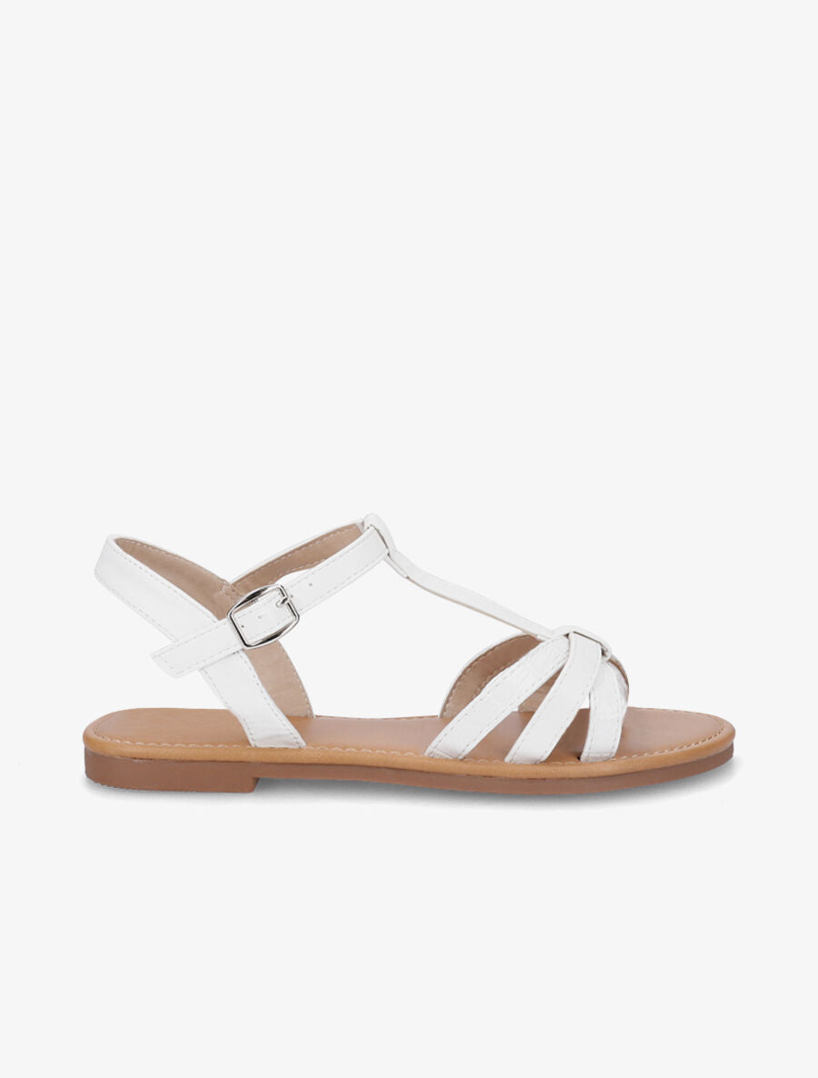 Nu-pieds croisés effet croco - Blanc - 5