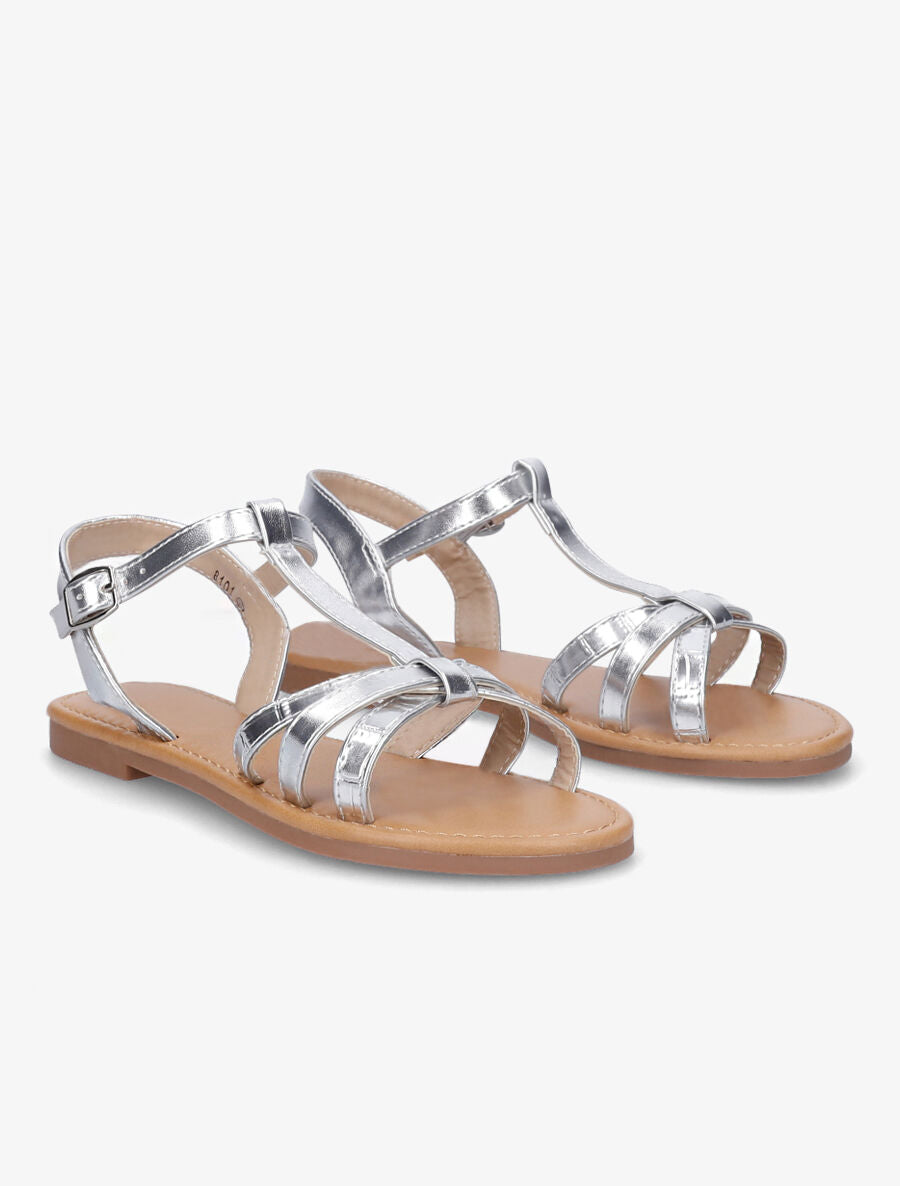 Nu-pieds croisés effet croco - Argent - 4