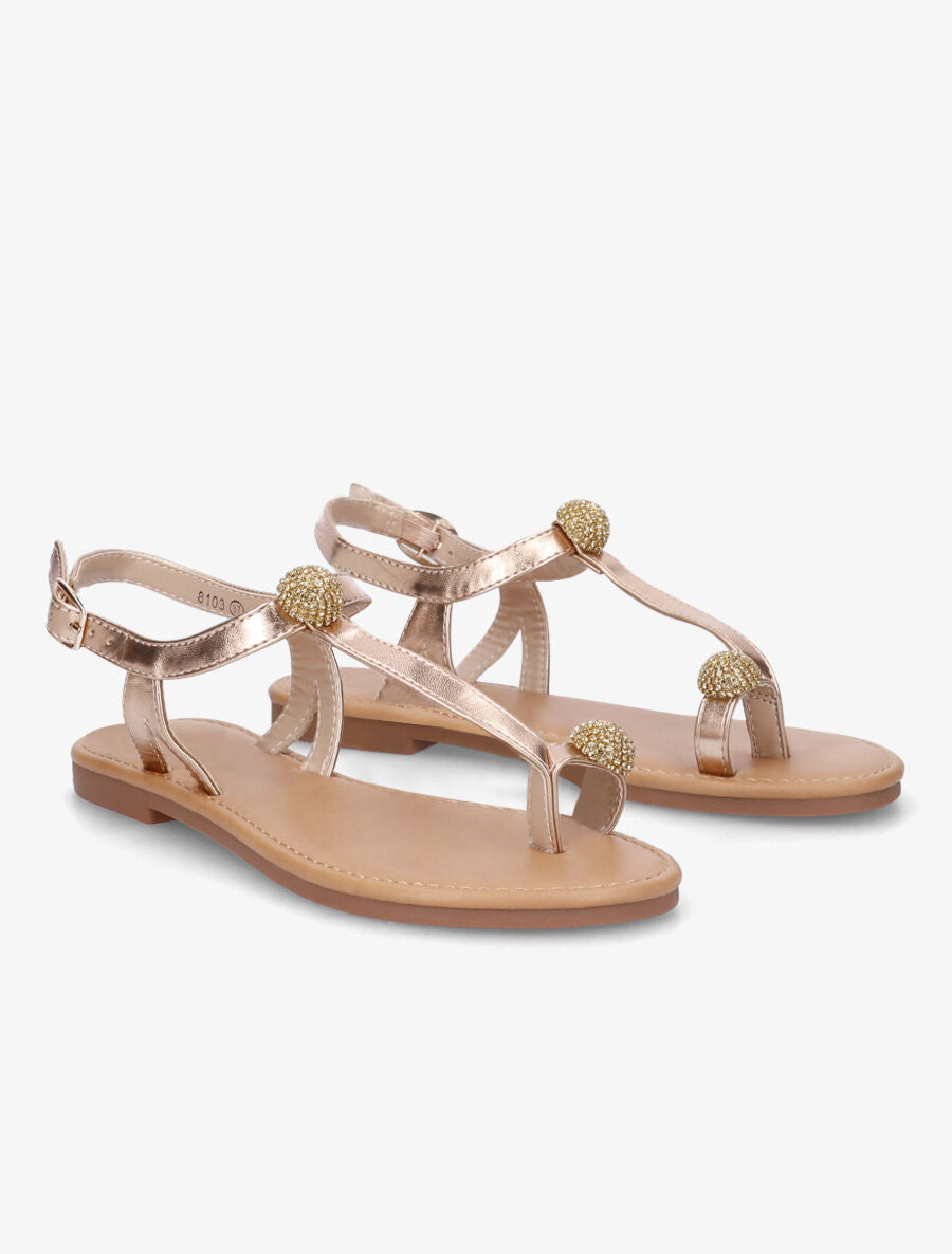 Nu-pieds à bijoux en strass - Rose gold - 4