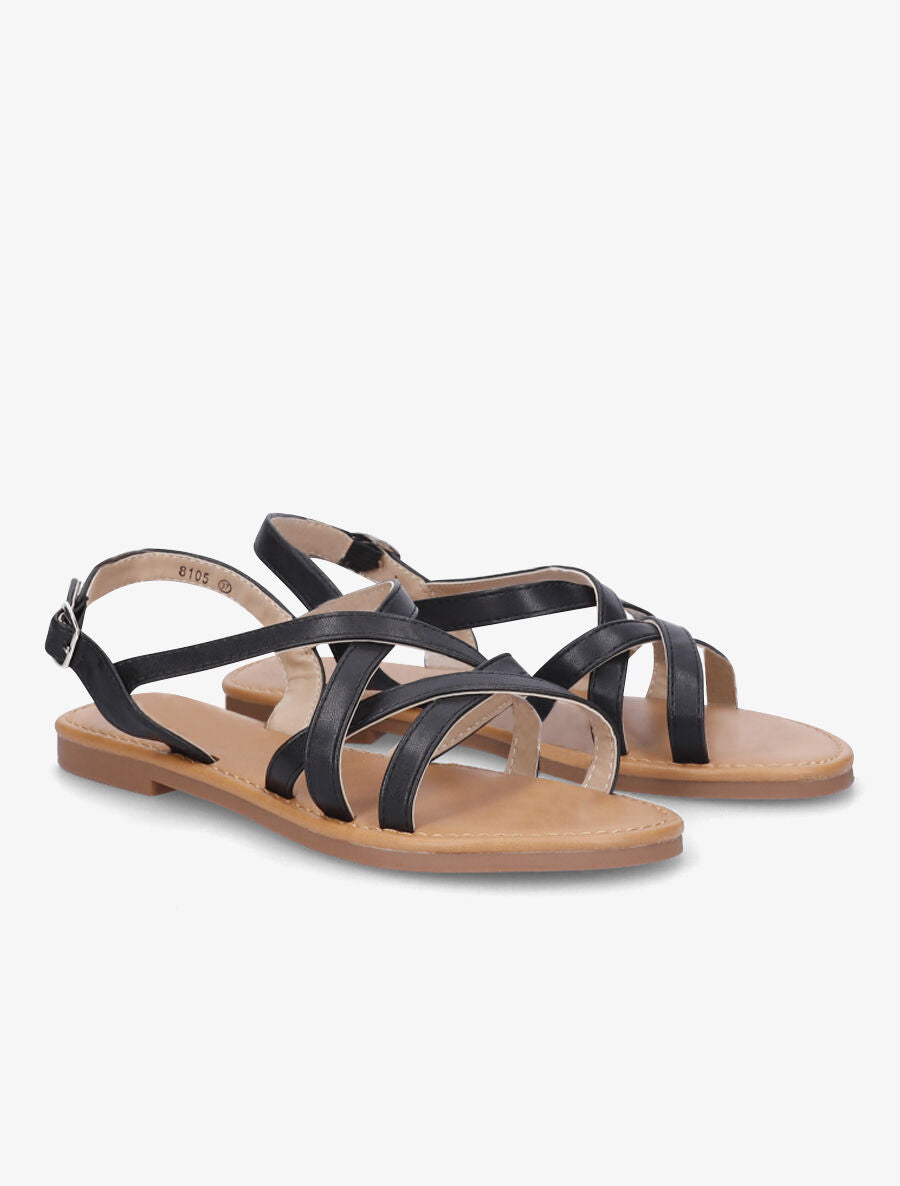 Nu-pieds brides entrelacées - Noir - 5