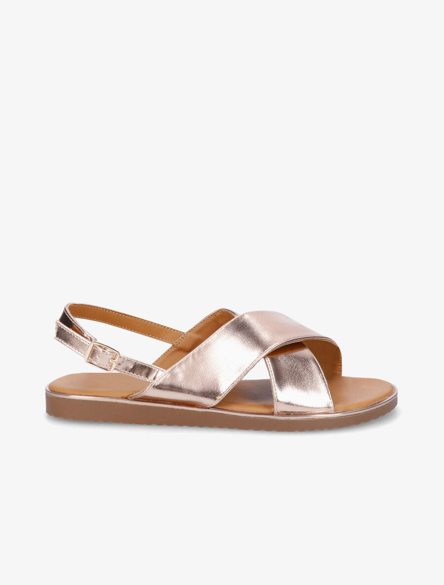 Nu-pieds croisés en simili - Rose gold - 1