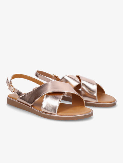 Nu-pieds croisés en simili - Rose gold - 4