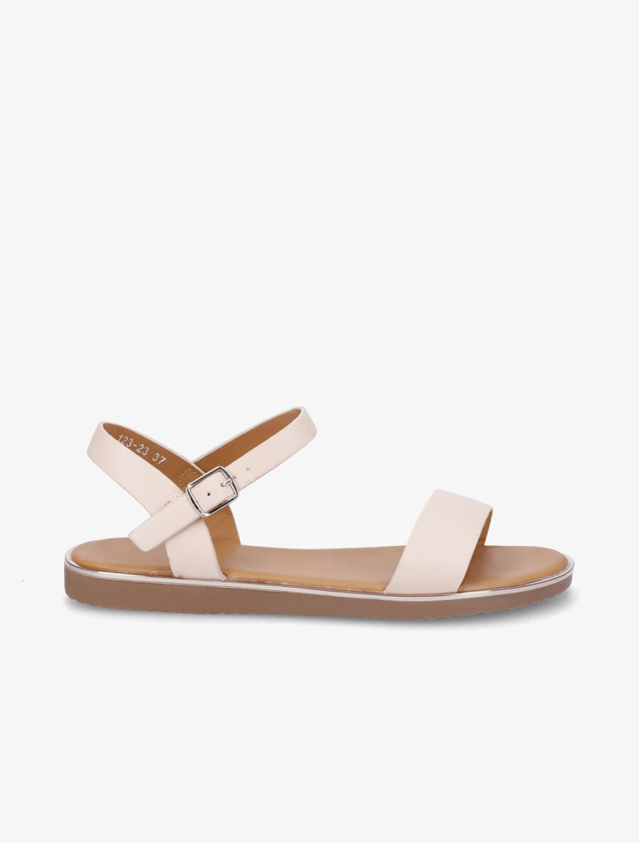 Nu-pieds basiques en simili - Beige - 5