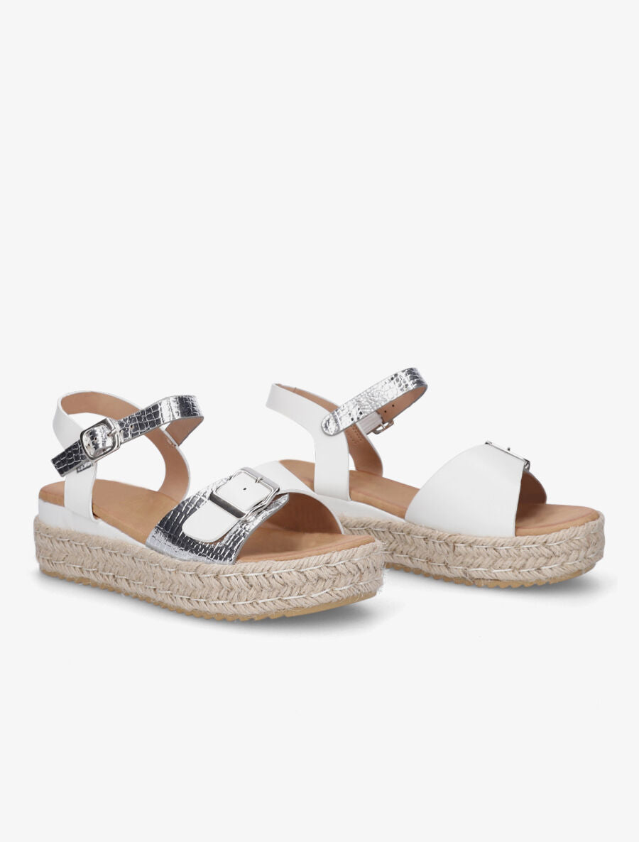 Sandales compensées bi-matière - Blanc - 4
