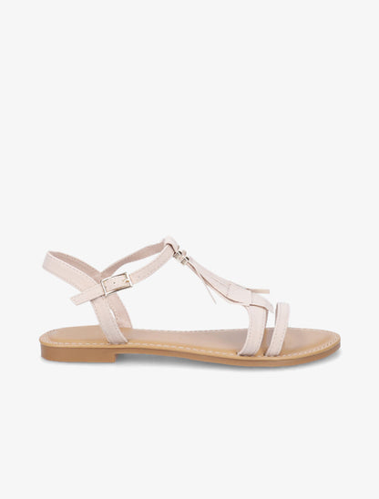 Nu-pieds en suédine à franges - Beige - 5
