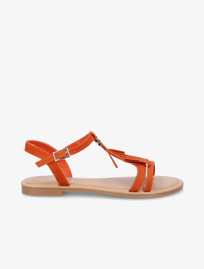 Nu-pieds en suédine à franges - Orange - 5