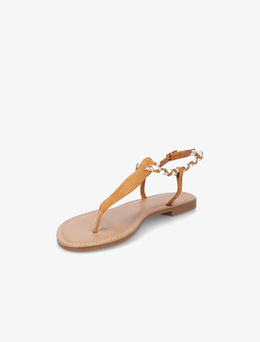 Nu-pieds tressés en suédine - Camel - 3