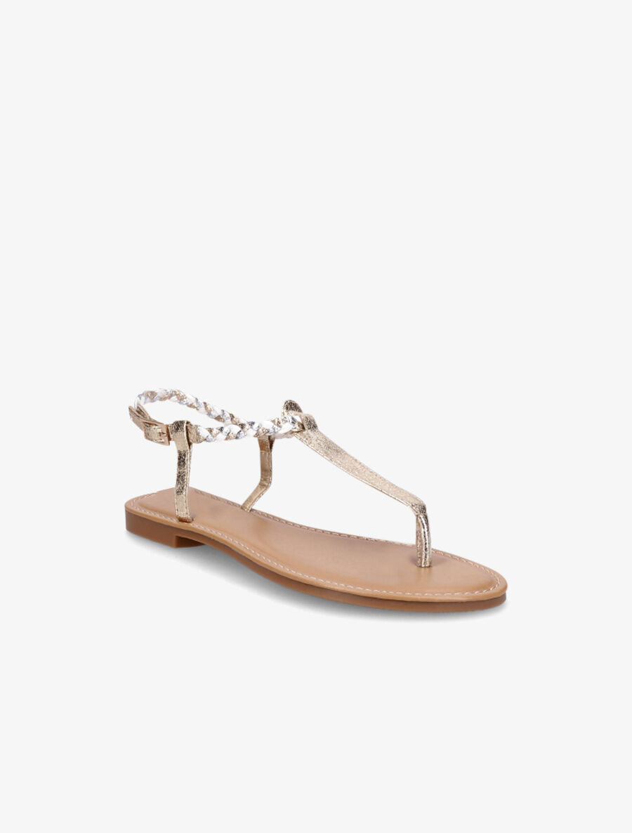 Nu-pieds tressés en simili - Or - 3