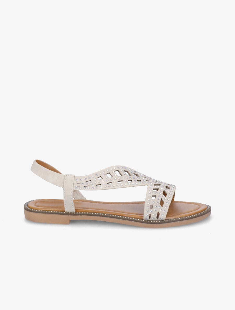 Nu-pieds à strass effet holographique - Beige - 1