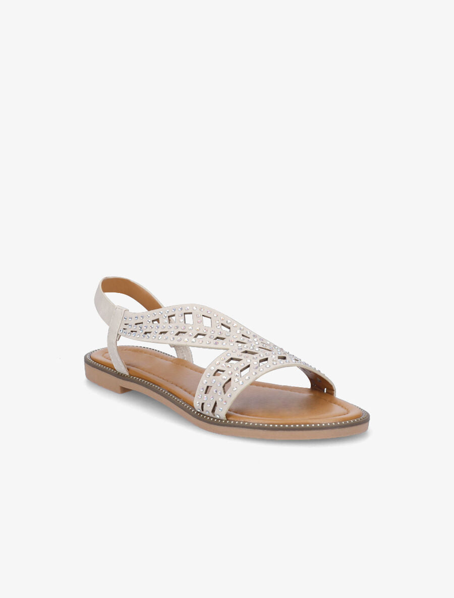 Nu-pieds à strass effet holographique - Beige - 2