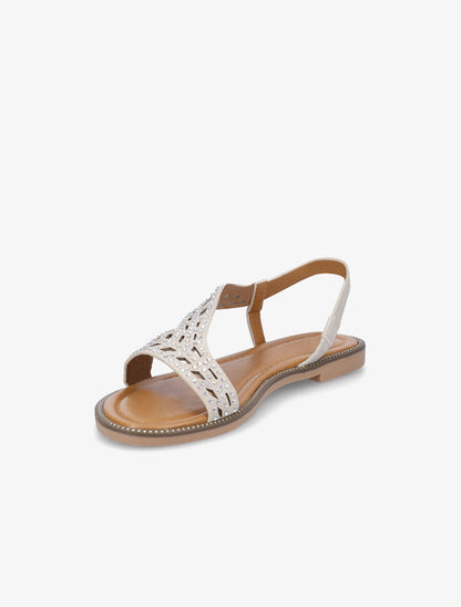 Nu-pieds à strass effet holographique - Beige - 3