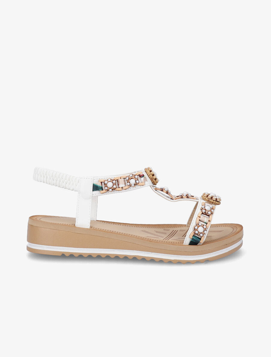 Nu-pieds fleurs en perles - Blanc - 5