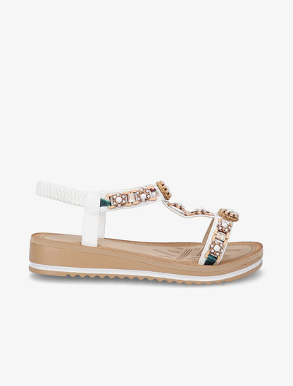 Nu-pieds fleurs en perles - Blanc - 5