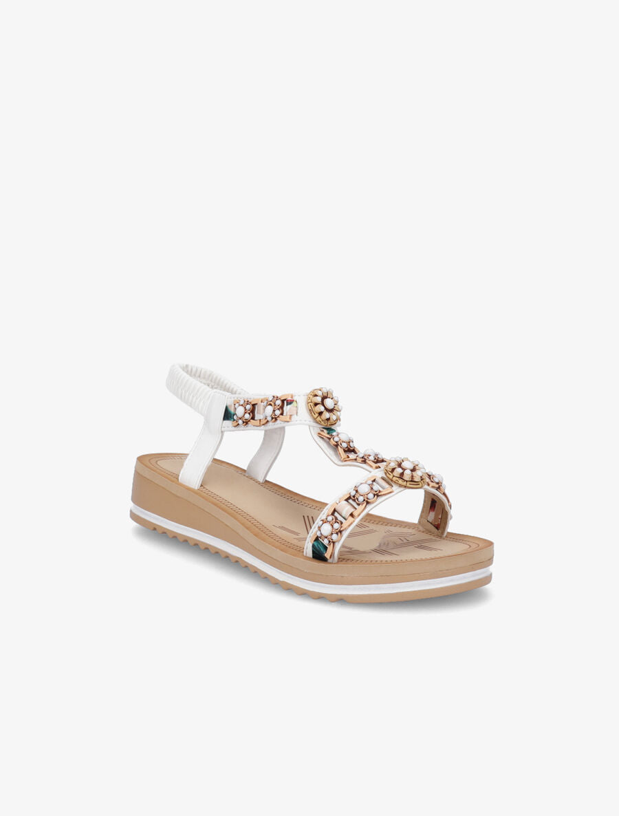 Nu-pieds fleurs en perles - Blanc - 2