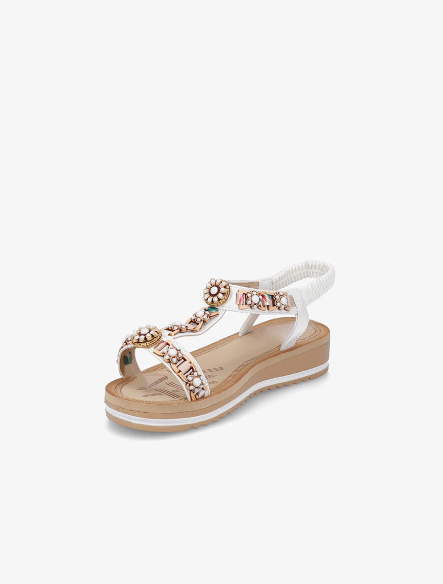 Nu-pieds fleurs en perles - Blanc - 3