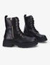 Bottines à semelle stylisée et zip doré - Noir - 1