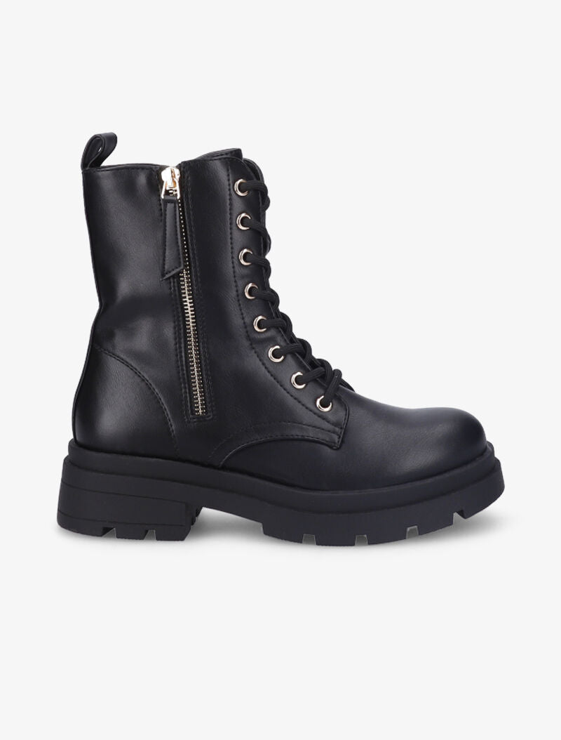Bottines à semelle stylisée et zip doré - Noir - 2
