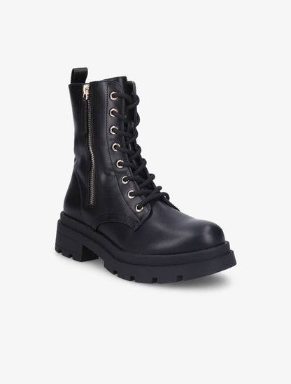 Bottines à semelle stylisée et zip doré - Noir - 3