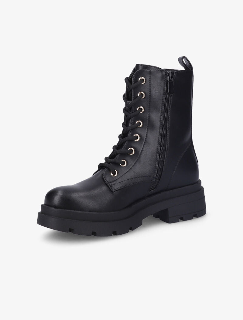 Bottines à semelle stylisée et zip doré - Noir - 4