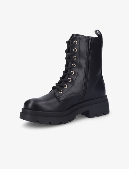 Bottines à semelle stylisée et zip doré - Noir - 4