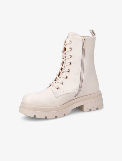 Bottines à semelle stylisée et zip doré - Beige - 4