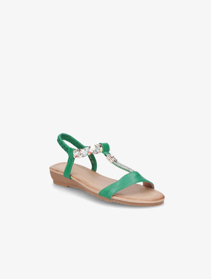 Nu-pieds tressés bride à strass - Vert - 2