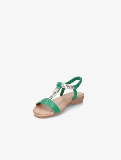 Nu-pieds tressés bride à strass - Vert - 3