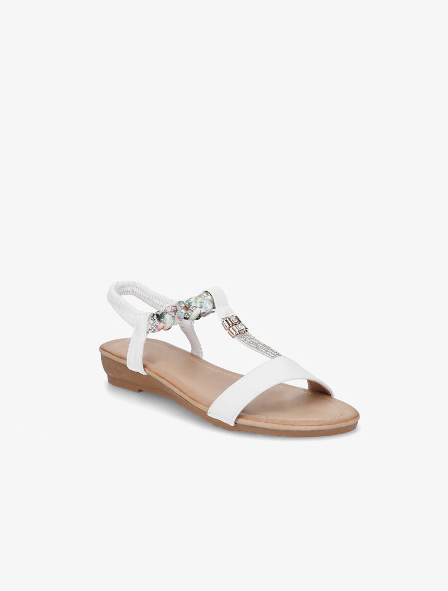 Nu-pieds tressés bride à strass - Blanc - 2