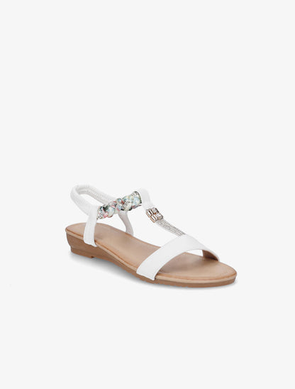 Nu-pieds tressés bride à strass - Blanc - 2