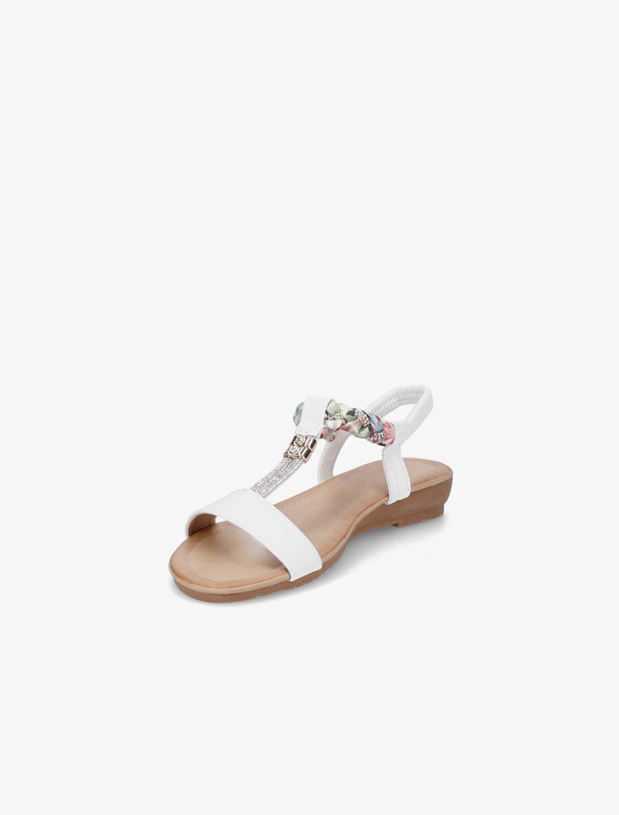 Nu-pieds tressés bride à strass - Blanc - 3