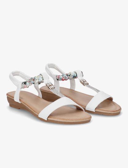 Nu-pieds tressés bride à strass - Blanc - 4