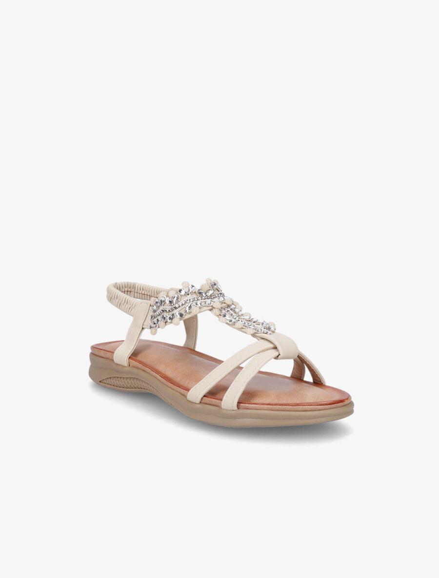 Nu-pieds en simili à perles - Beige - 2