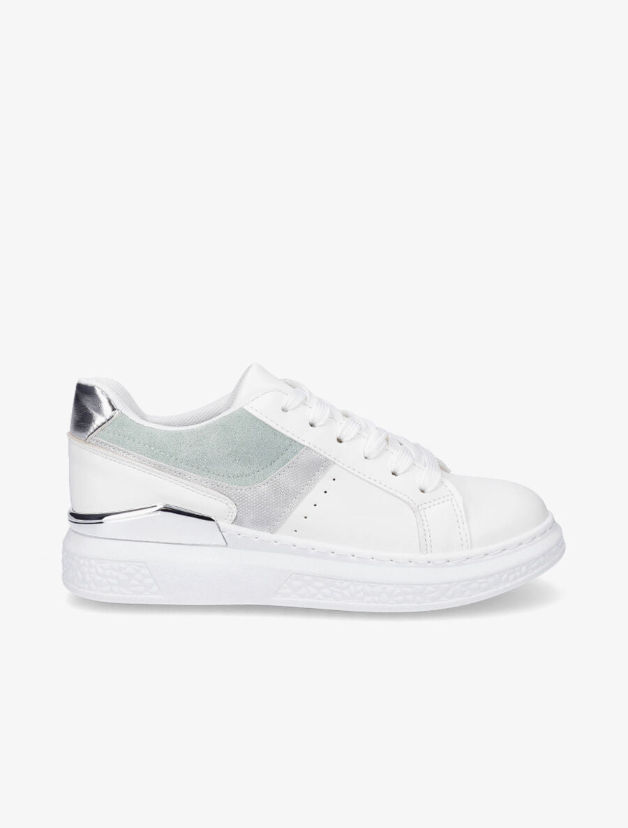 Sneakers à bandes irisées et semelle à détail métallique - Vert d&