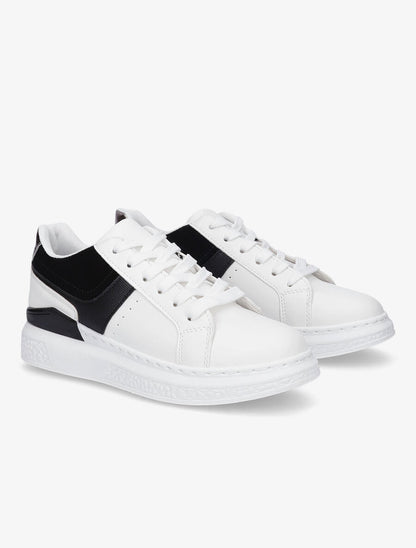 Sneakers à bandes irisées et semelle à détail métallique - Blanc/noir - 4