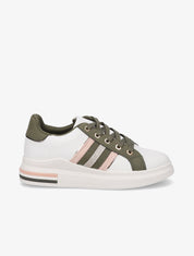 Sneakers en simili à bandes irisées - Kaki - 5