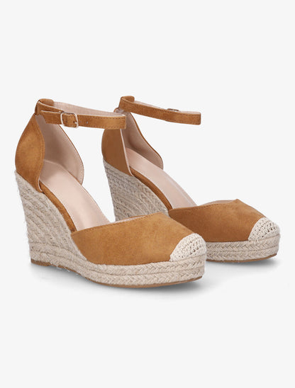 Espadrilles hautes en suédine - Camel - 4