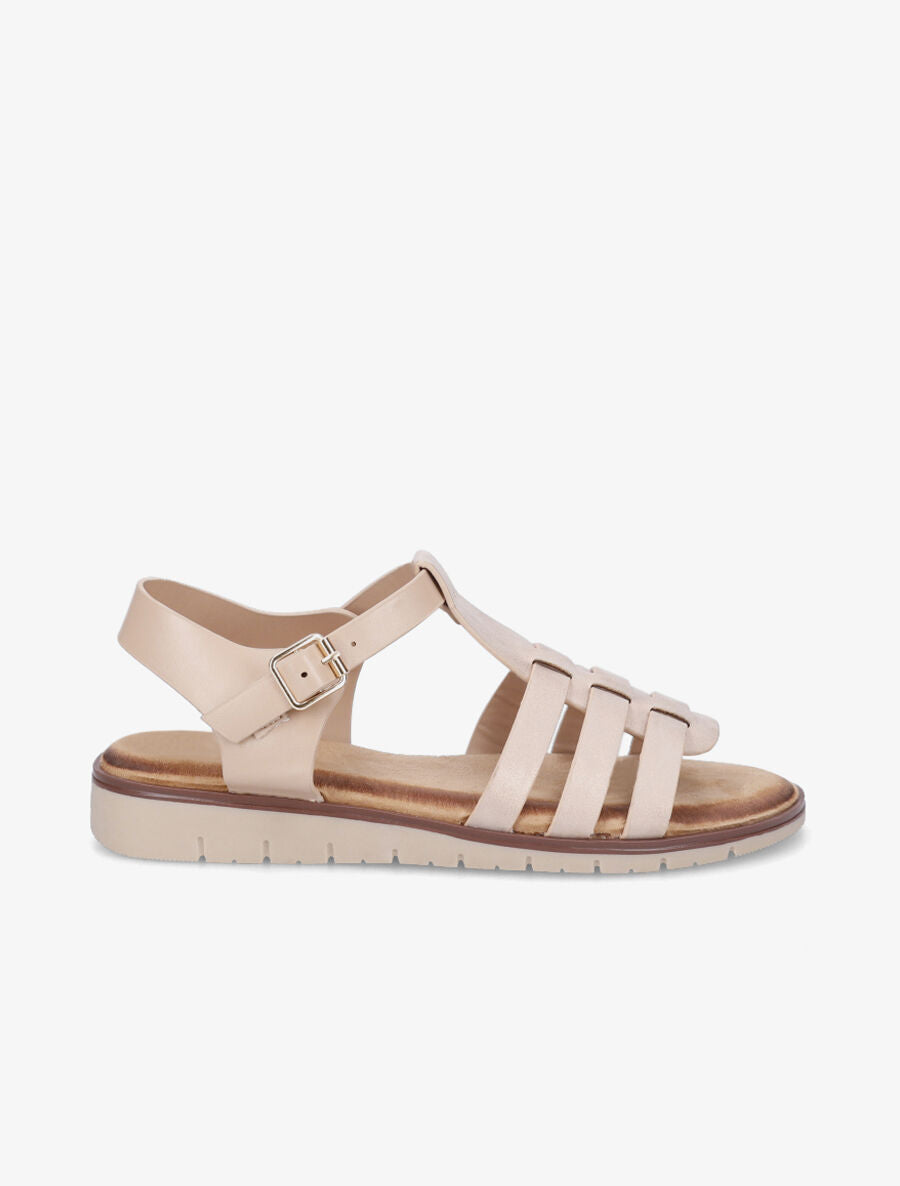 Nu-pieds style spartiates en simili - Rose - 5